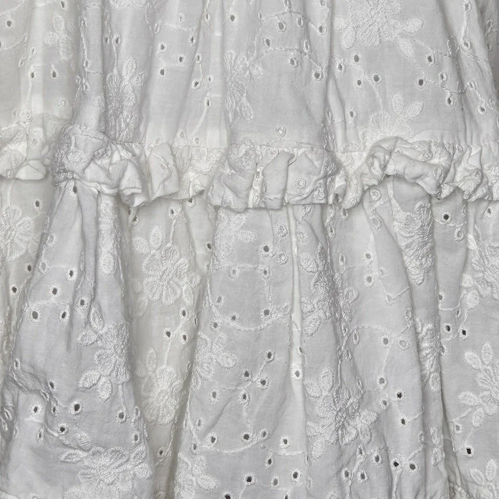 Tahari White Eyelet Lace Dress 4T Tiered Coquette Cottage Easter Flower Girl‎